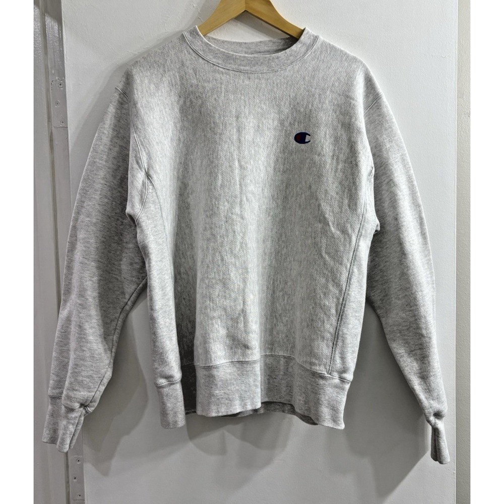 Vtg Champion Medium Reverse Weave Fleece Pullover‎ Gray Sweatshirt Crew Neck